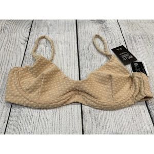 Bikini Top Half Wire Tan polka dot Cotton:On Body Small textured M10